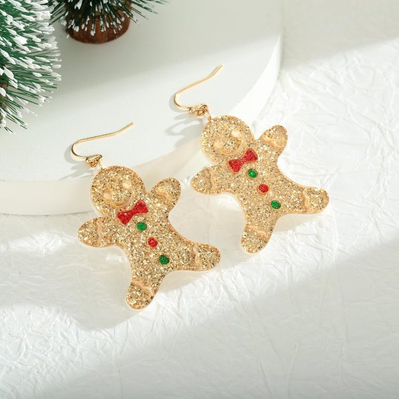 Gingerbread man garland deer colorful light bulbs Earrings Christmas Decoration - Picture 5 of 8